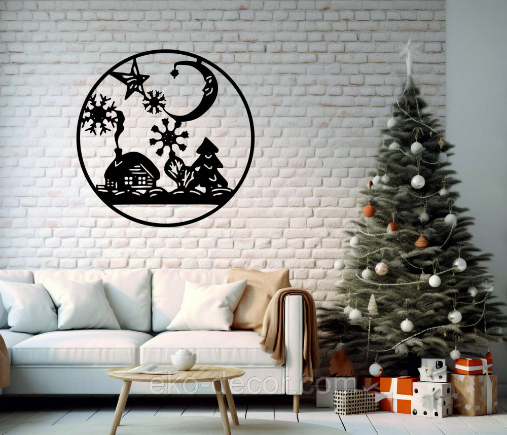 Декоративное настенное Панно «Новый год», Декор на стену 70*70 см, Чёрный Киев - изображение 5