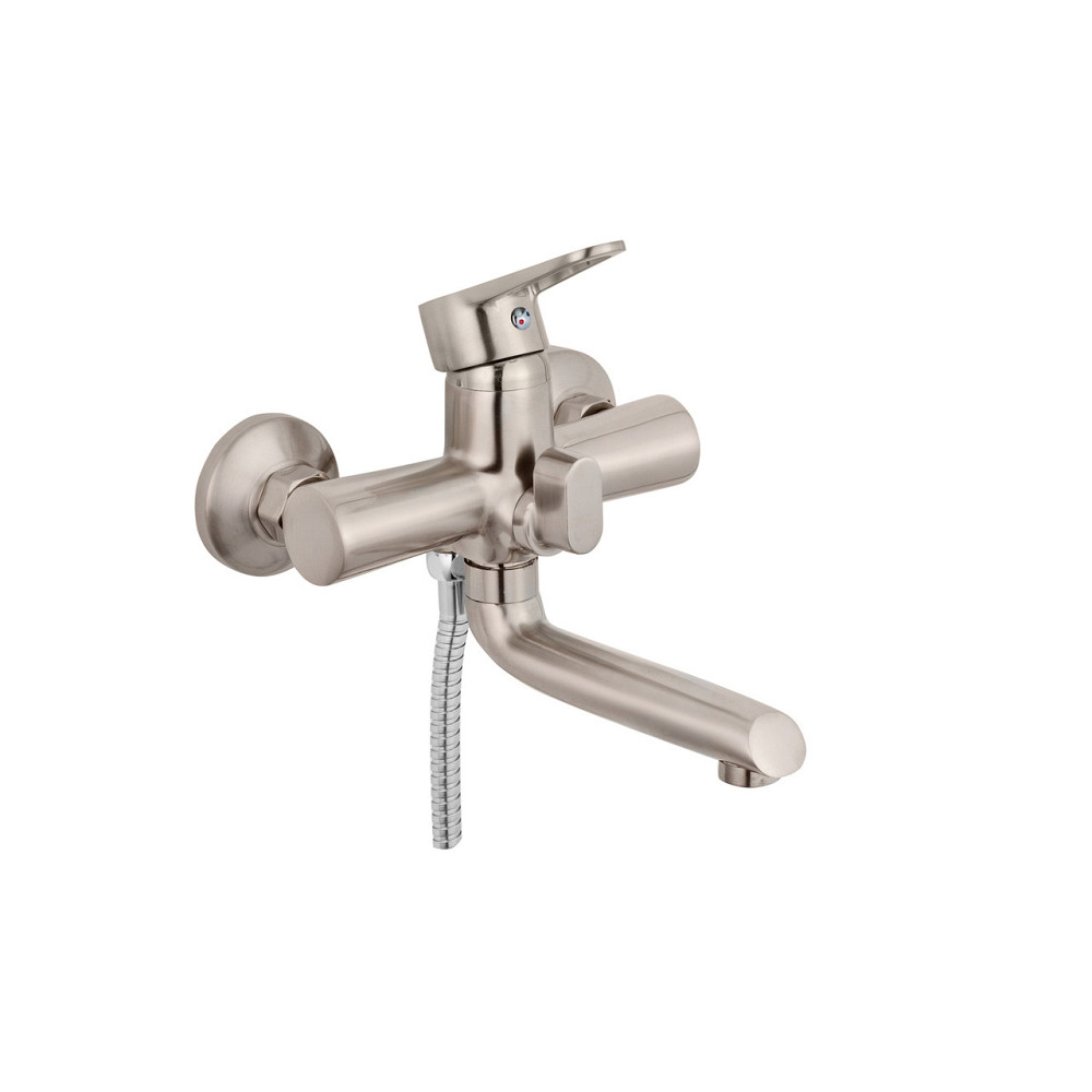 Змішувач для ванни Kroner KRM Elbe - N060 з душовим гарнітуром, нікель Київ - фото 3