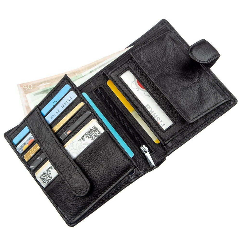 Небольшой кожаный кошелек для мужчин ST Leather 18832 Черный Киев - изображение 3