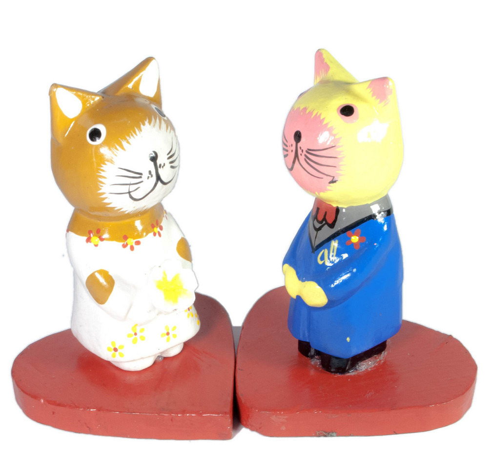 Статуэтки из дерева Кошки на сердечках, набор 2 шт Киев - изображение 1