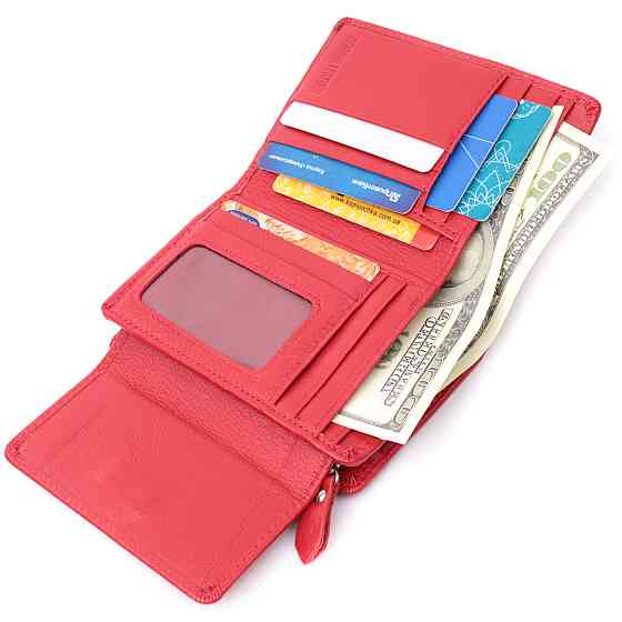 Идеальный кошелек с монетницей из натуральной кожи Красный (ST Leather) Киев