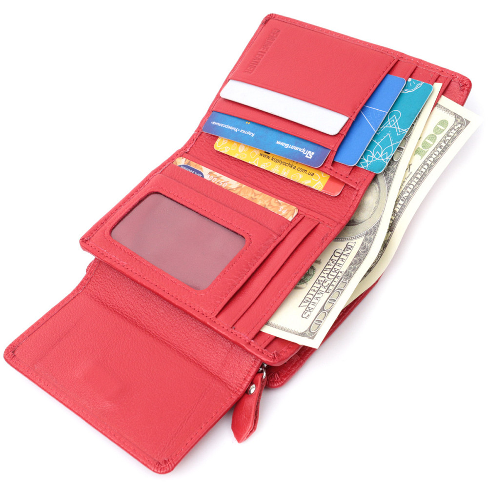 Идеальный кошелек с монетницей из натуральной кожи Красный (ST Leather) Киев - изображение 1