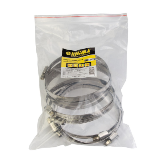 Хомут черв'ячний нержавіюча сталь 9 мм 90-110мм 10 шт/уп SIGMA Житомир - изображение 5