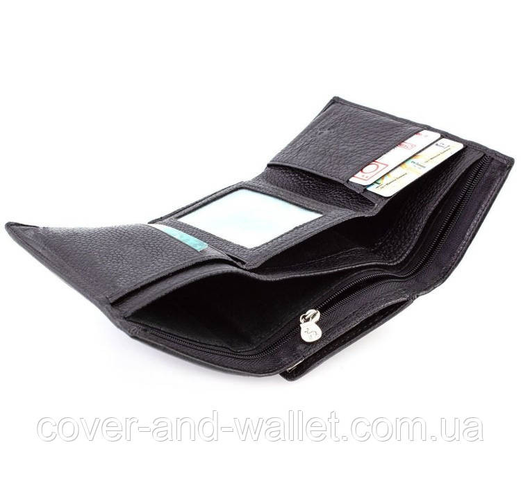 Женский кожаный кошелек небольшого размера на магнитах Marco Coverna MC-2049A Черный Киев - изображение 5