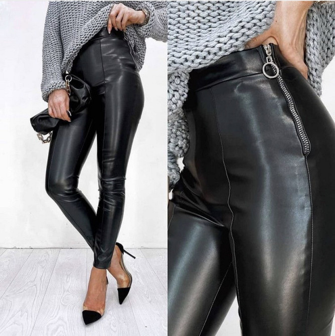 Утепленные трендовые кожаные легинсы на флисе Style Киев - изображение 6