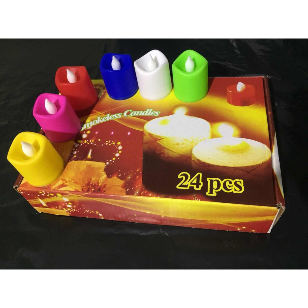 LED свічки CX-9 мерехтливі з полум’ям, кольорові, набір 24 шт, безпечні декоративні світильники Київ - фото 6