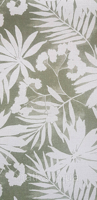 Шпалери вінілові на флізеліні Rasch Clasik 0,53х10 квіти листя гілки білі на зеленому Київ - фото 2