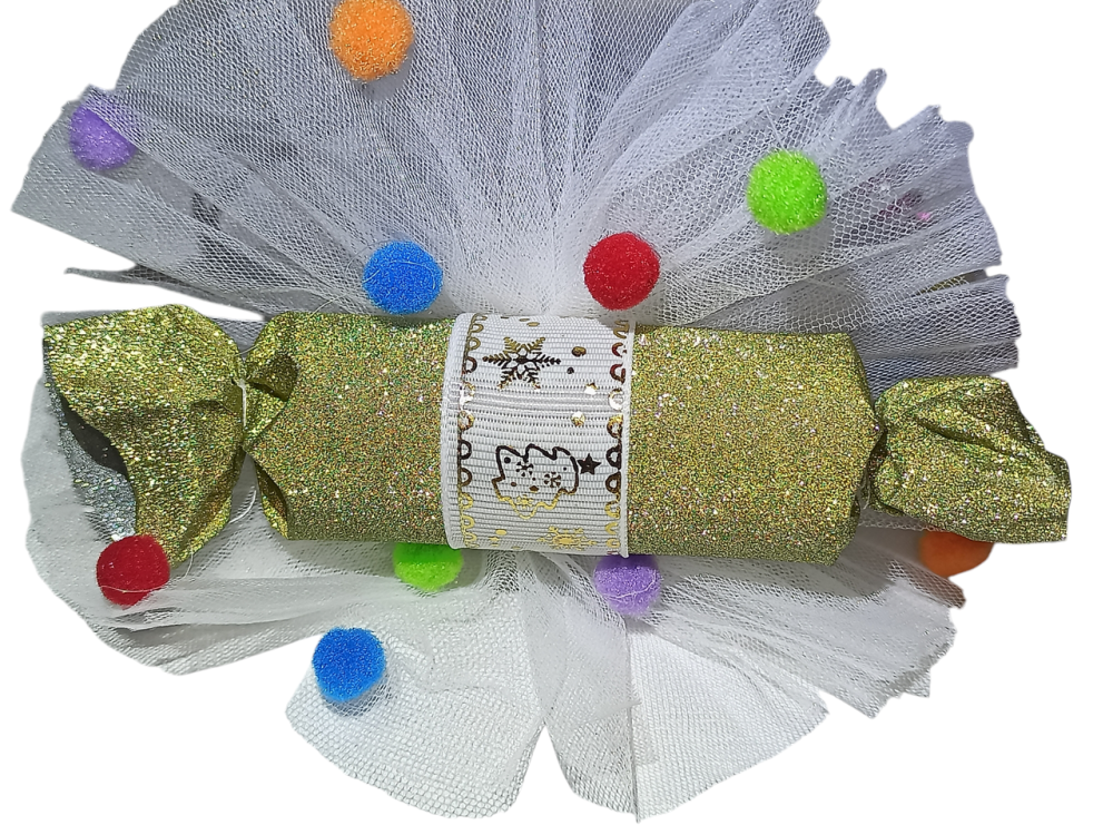 Обруч для волос конфетка с блесточками новогодняя с фатином one size ручная работа золотой Киев - изображение 4