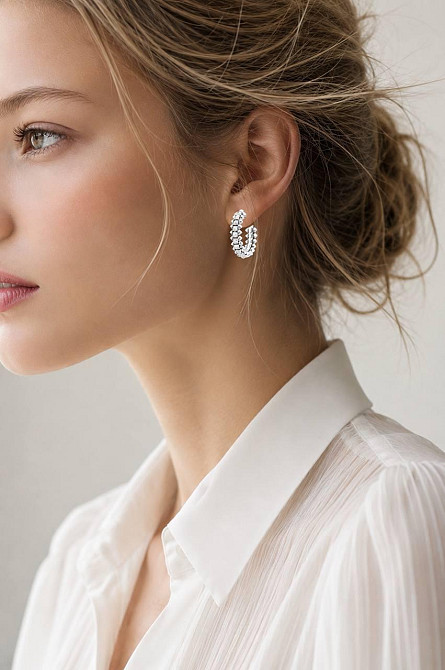 Cartier серьги полукольца с зубчиками напыление белым золотом Одесса - изображение 15