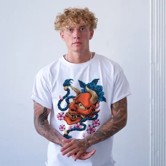 Футболка для подростка мальчика с принтом Демонічна Маска White Edition Размер 160 Anime10086 Днепр