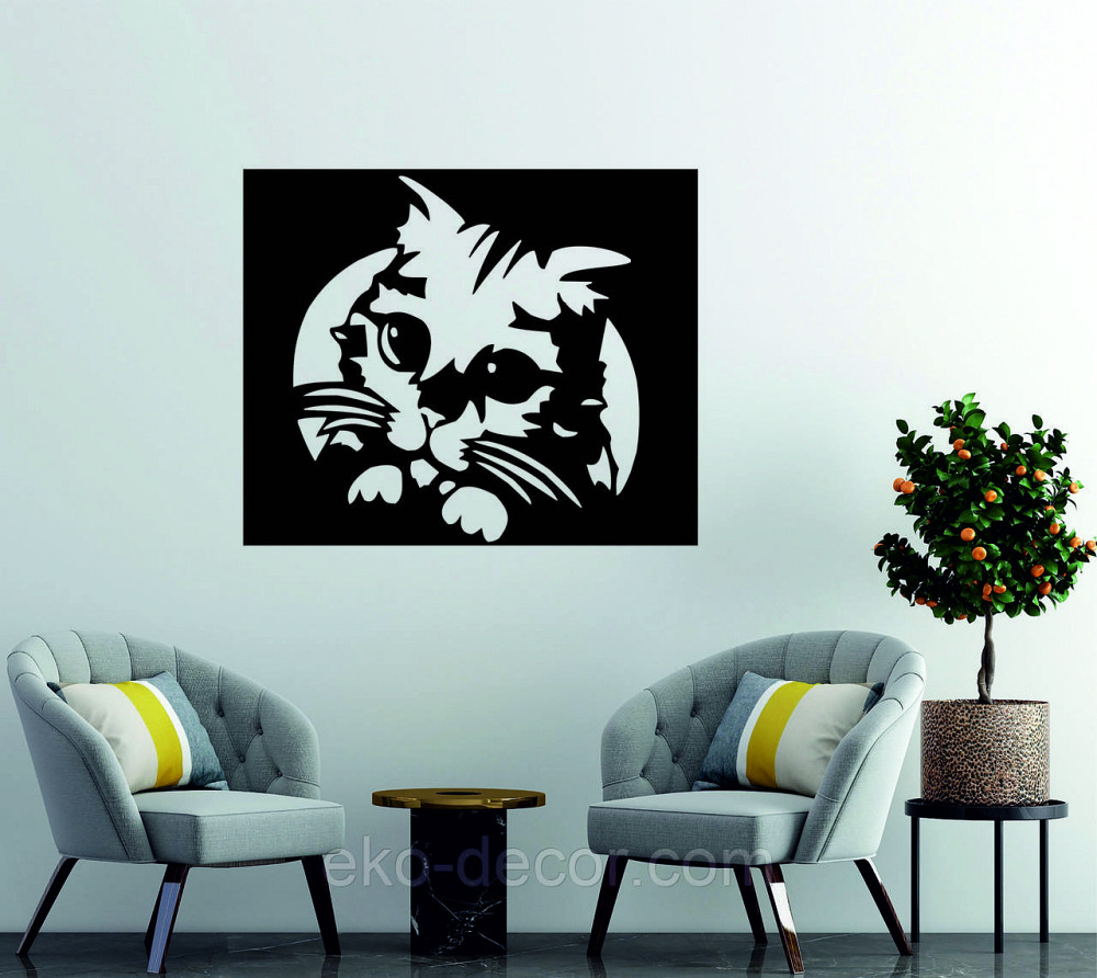 Декоративное настенное Панно «Кот», Декор на стену 70*58 см, Черный Киев - изображение 8