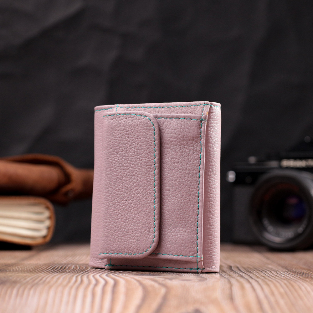 Компактний жіночий гаманець із натуральної шкіри ST Leather 19503 Бежевий Київ - фото 2