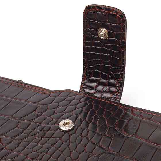Вместительный кошелек из натуральной кожи с тиснением под крокодила CANPELLINI 21637 Коричневый Киев