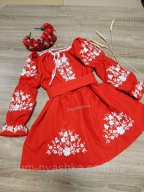 Червона вишита сукня плаття вишиванка Квіткова поляна Кривий Ріг - фото 2