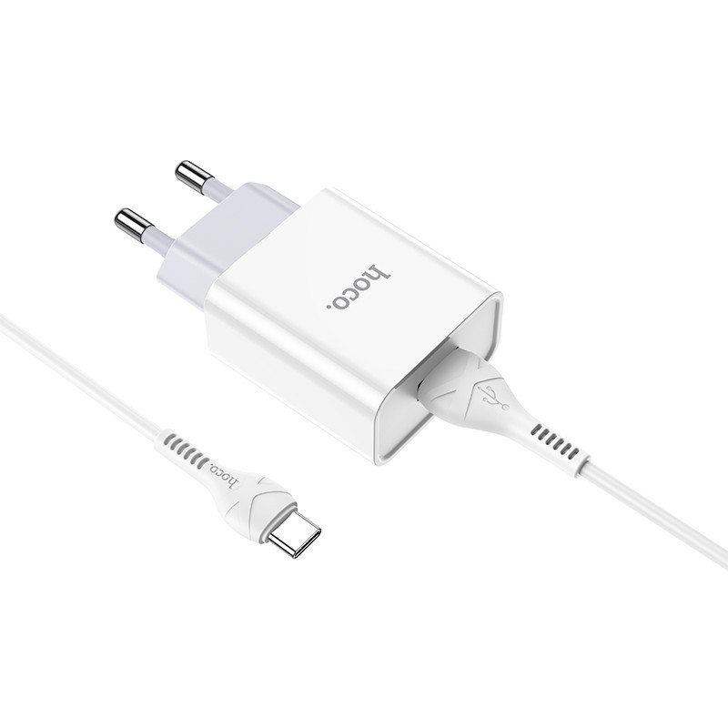 Мережевий зарядний пристрій з кабелем HOCO C81A Asombroso single port charger set(Type-C) White Одеса - фото 4