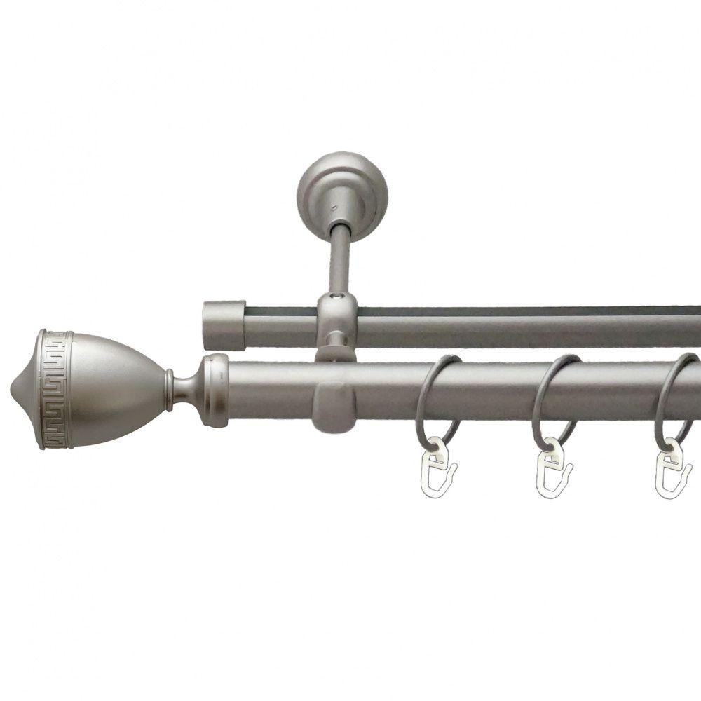 Карниз Orvit Афіна металевий дворядний опозитний гладка \ профільна труба кільце металеве Сатин 25\19 мм 200 см (00-00011032) Львів - фото 1