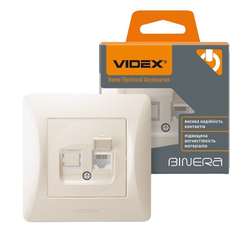 BINERA крем Розетка внутрішня 1-а CAT6 комп'ютерна Videx Житомир - фото 3