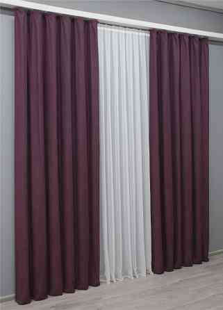 Комплект готовых штор VR-Textil Нубук однотонный № 1519ш Баклажановый 150х290 см 2 шт (33-0381 Киев