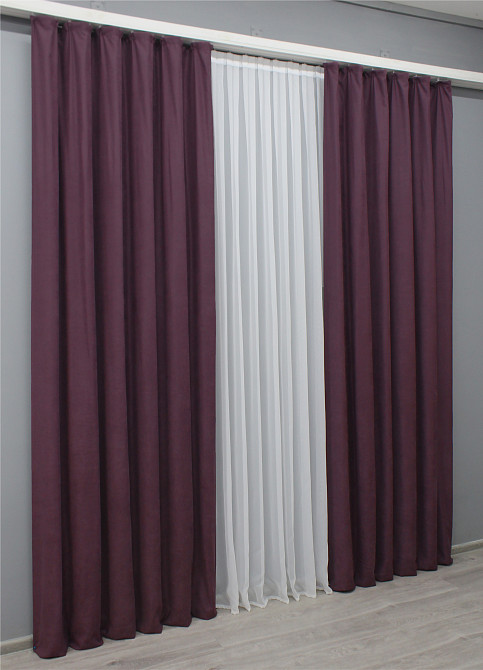 Комплект готовых штор VR-Textil Нубук однотонный № 1519ш Баклажановый 150х290 см 2 шт (33-0381 Киев - изображение 4