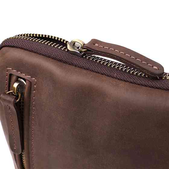 Практична сумка для чоловіків на плече з натуральної вінтажної шкіри Shvigel 23149 Коричневий Київ