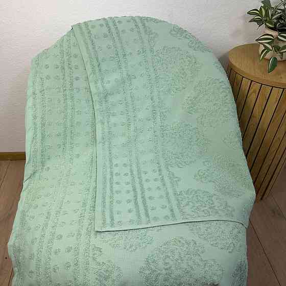 Простирадло-покривало жаккардове махрове 100% Бавовна GM TEXTILE 190x200см 400г/м2 (М'ятний) Суми