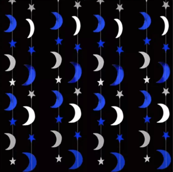 Гирлянда звездочки и луны на нити 4 м серебристо-синий Киев - изображение 1