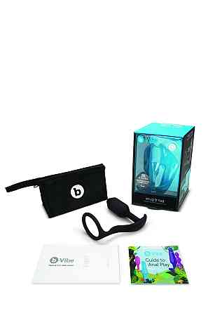 Анальная пробка с эрекционным кольцом Snug & Tug B-Vibe, силиконовая, черная Sex Aura Киев