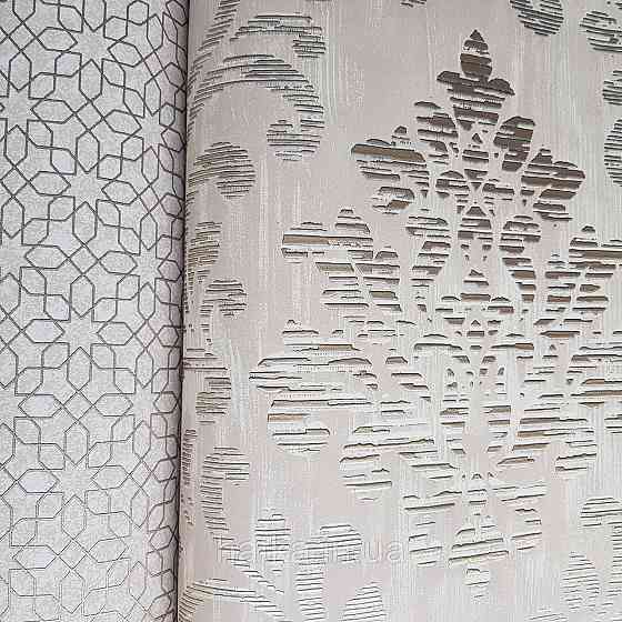 Шпалери флізелінові еко Galerie Metallic FX 0,53Х10 англійські вензелі завитки золотом структурних на бежевому Київ