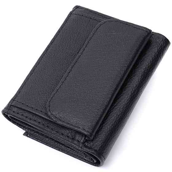 Небольшое женское портмоне с монетницей из натуральной кожи Черный (ST Leather) Киев