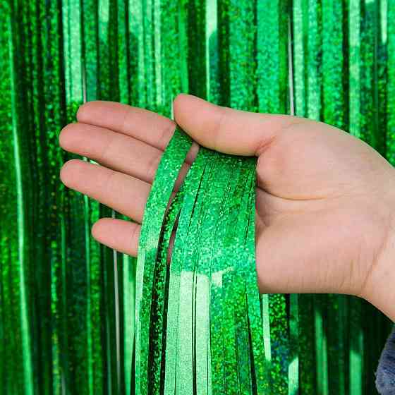 Дощик для фотозони з голограмою прикраса 245 см на 92 см зелений Київ