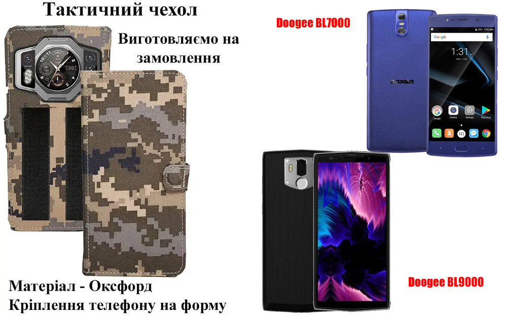 Тактичний чохол для Cubot KingKong AX, KingKong ES, кріпиться до спорядження на липучці Київ - фото 1