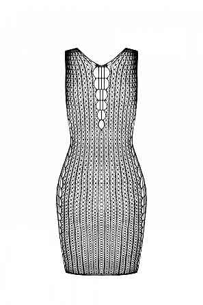 Мінісукня з вертикальним візерунком Passion BS097 One Size, black, плетіння з боків Sex Aura Київ