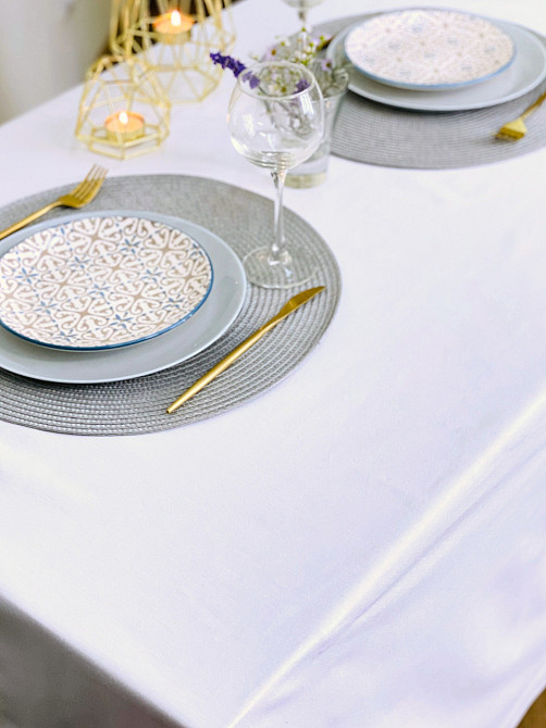 Ecotton Скатертина Ecotton DUCK 170х220 см водовідштовхувальна біла White 23128 Київ - фото 4