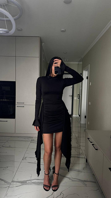 Жіноча елегантна романтична мініплаття з мікродайвінгу Чорний, 44/46 Одеса - фото 2