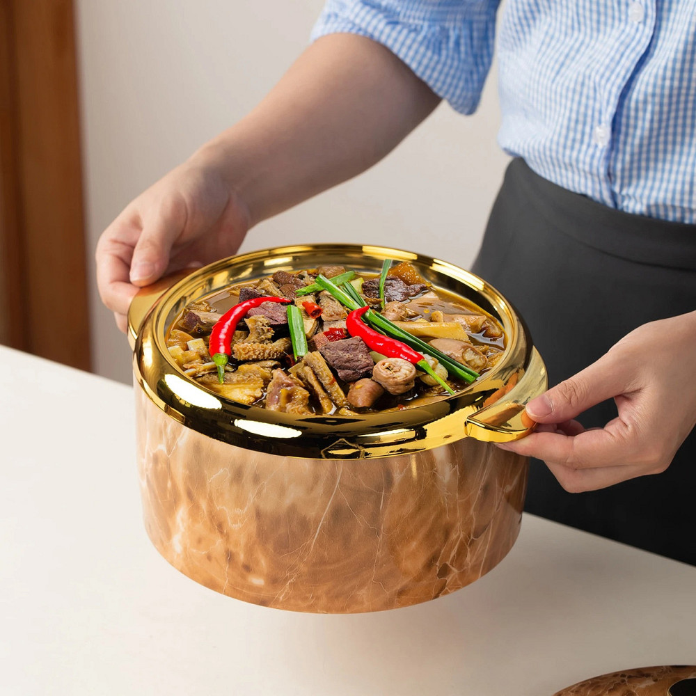 Набор термосов для еды 3в1 термоконтейнеры для сервировки стола, для хранения горячей и холодной пищи 2.5-2-1.5 л,коричневый Каменец-Подольский - изображение 7