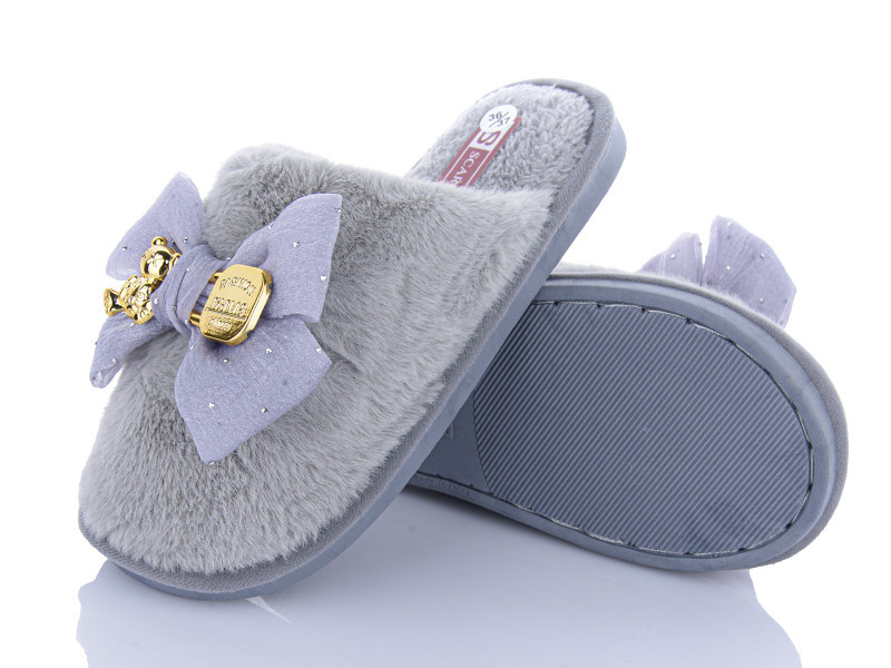 Капці закриті домашні жіночі теплі з бантом Сірий, 38 Одеса - фото 8