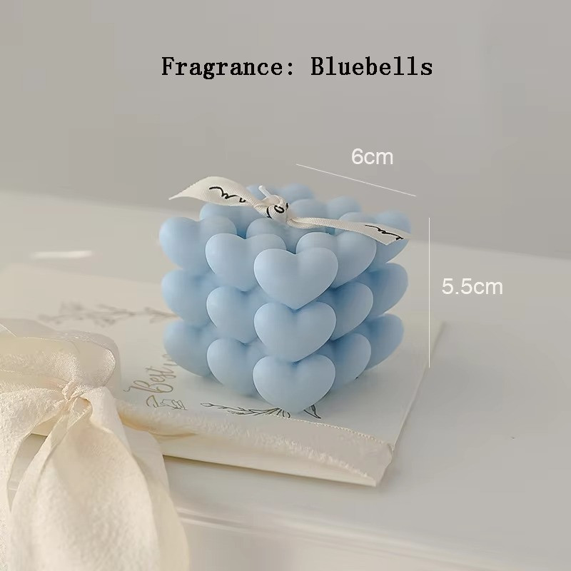 Свічка ароматична "Кубик сердець" ручної роботи у синьому кольорі Кам'янець-Подільський - фото 2