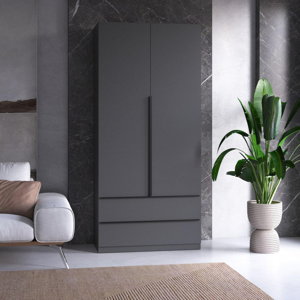 Шкаф для одежды VAYS M-30, 2 ящика, со штангой и полками, ЛДСП, 100×50×220 см - для спальни, гостиной, прихожей Львов - изображение 1