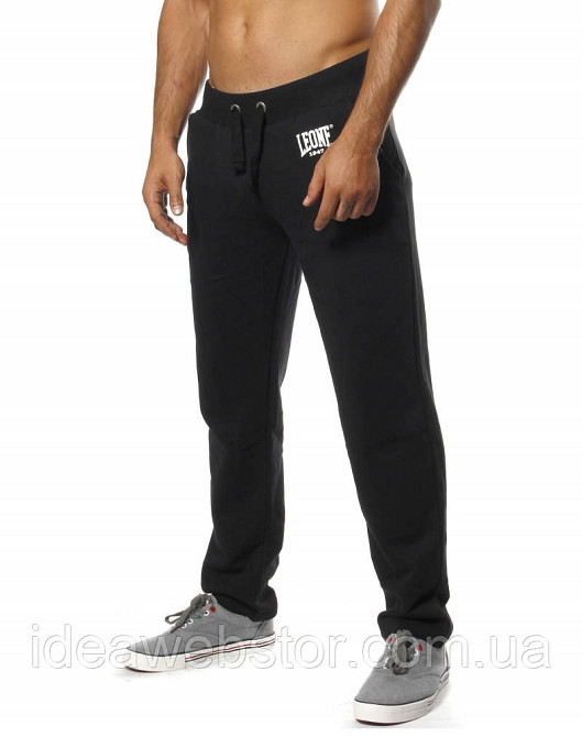 Спортивні штани Leone Fleece Black S чоловічі чорні флісові для тренувань фітнесу та повсякденного носіння Київ - фото 8