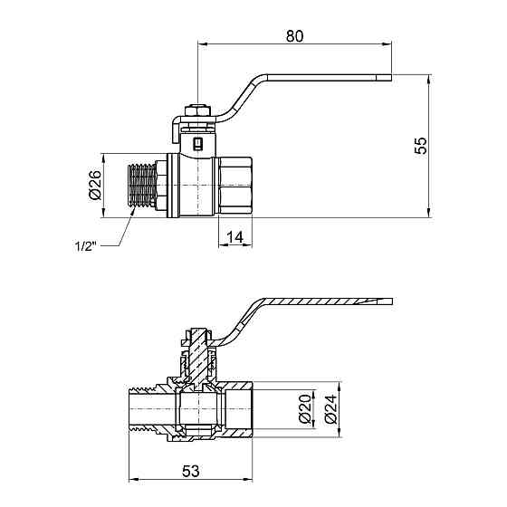 Кран кульовий Thermo Alliance Base 1/2" ВН для води (важіль) SD605W15 Київ