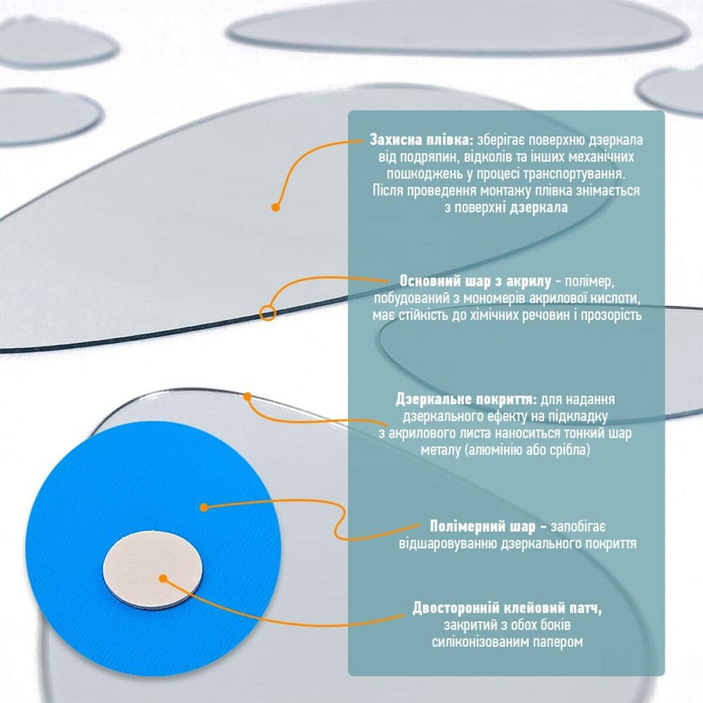 Серебряные зеркальные самоклеящиеся камушки, 12 шт Киев - изображение 4