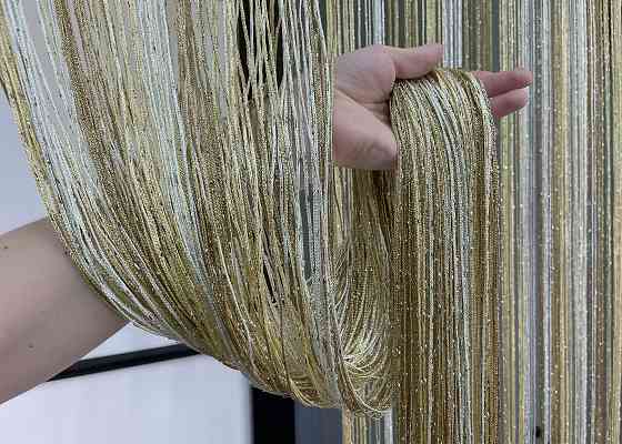 Шторы-нити с люрексом Бежевый с молочным 300х300см 1 шт (61-082) Киев