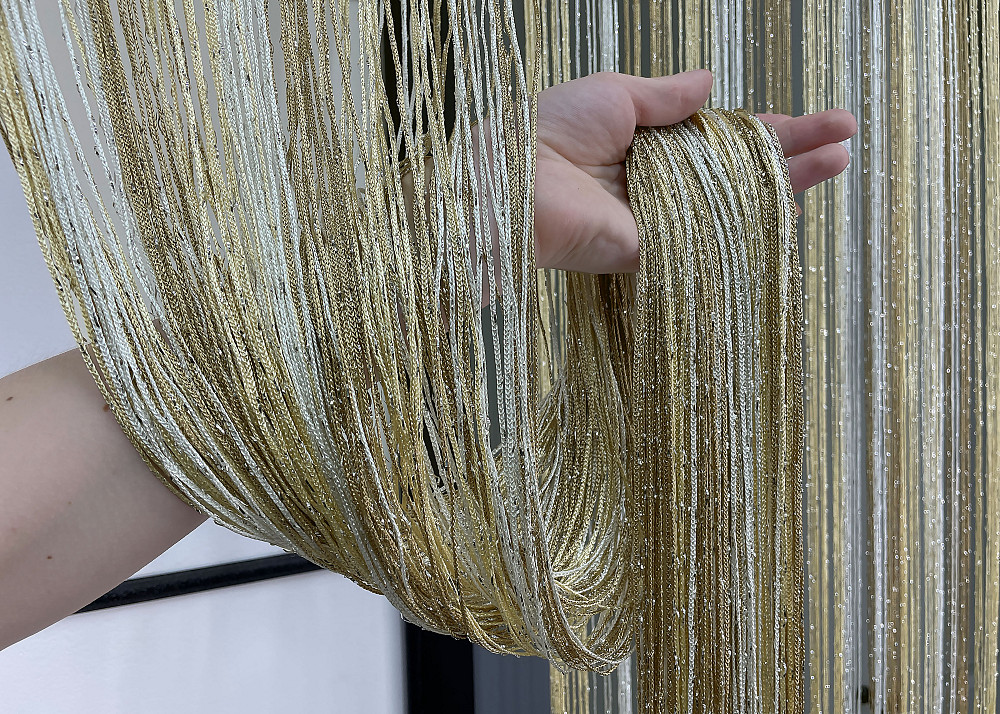 Шторы-нити с люрексом Бежевый с молочным 300х300см 1 шт (61-082) Киев - изображение 5