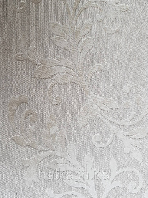 Шпалери вінілові на флізелін метрові Marburg Kingdom 31517 завитки сріблом на світло-сірому тлі Київ - фото 2