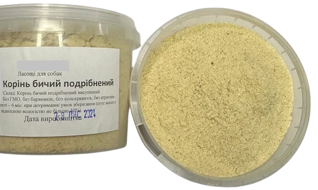 Натуральная добавка для собак бычий корень (пенис) сушеный измельченный 
