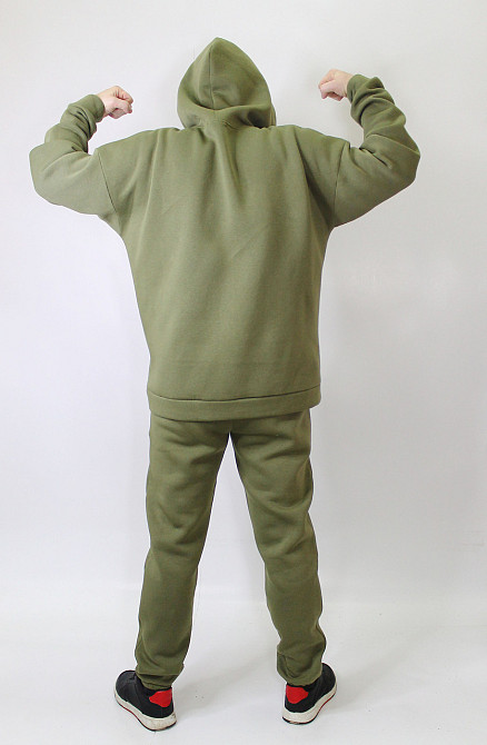 Чоловічий спортивний теплий костюм на флісі Хакі 48 Харків - фото 5