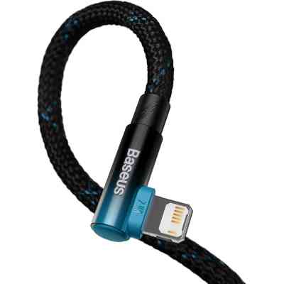 Дата кабель USB 2.0 AM to Lightning 1.0m 2.4A 90° corner black/blue Baseus (CAVP000021) Винница