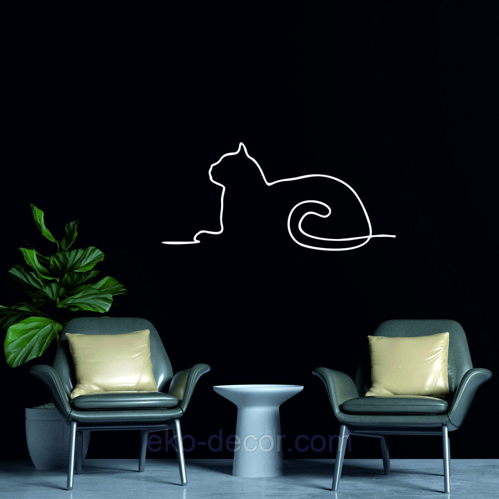 Декоративное настенное 3D Панно «Кот» Декор на стену с объемом 50*23 см, Белый Киев - изображение 5