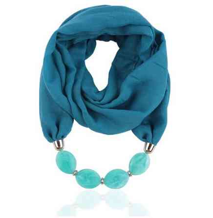 Женский шарф с ожерельем 150 на 60 см бирюзовый Киев