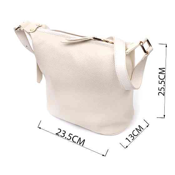 Удобная женская сумка с одной длинной ручкой из натуральной кожи Vintage 22307 Белая Киев